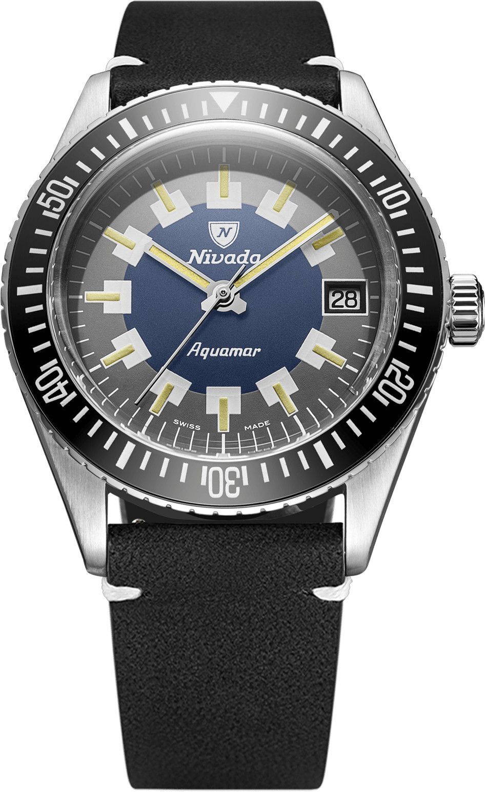 Nivada Grenchen Aquamar Vintage On Black Strap 32062A15