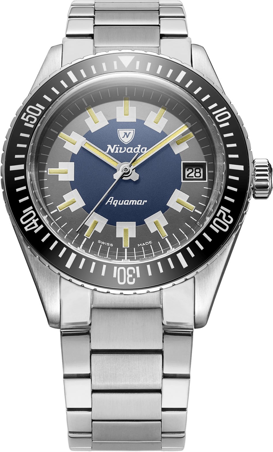 Nivada Grenchen Aquamar Vintage On Bracelet Flat Link 32062A20