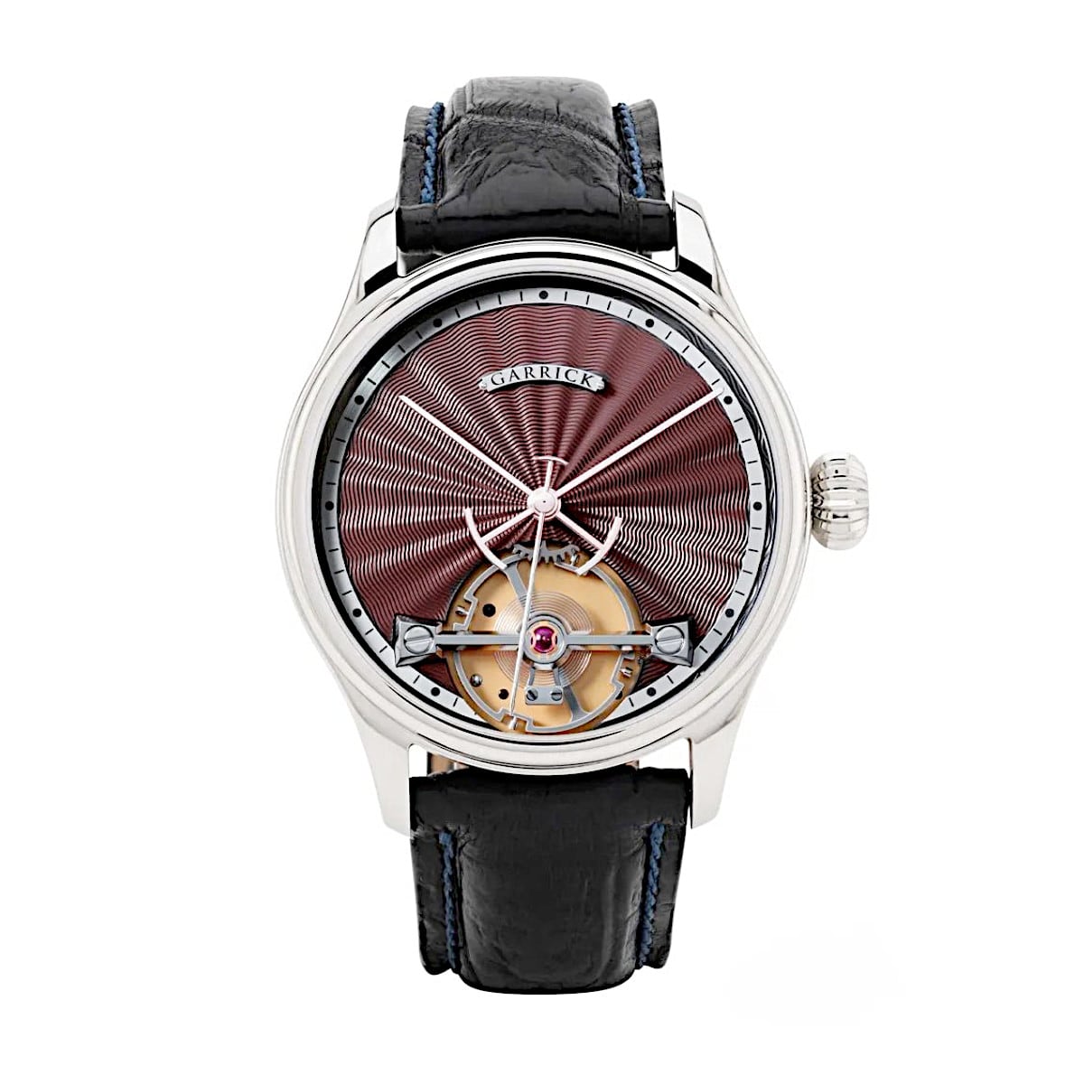 Garrick S2 Deadbeat Seconds Engine Turned Red Dial