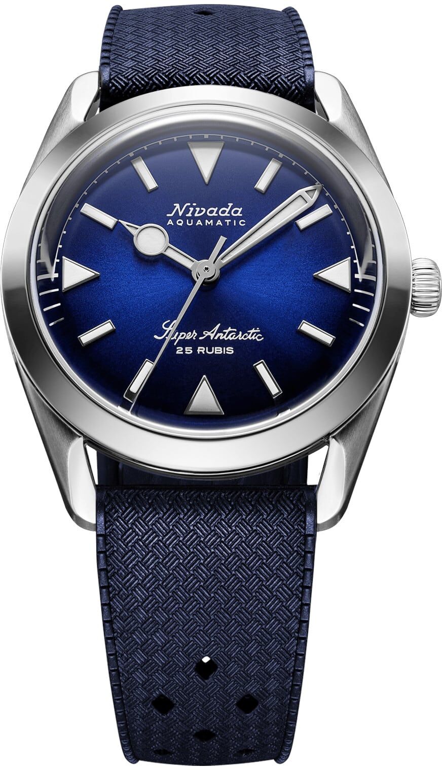 Nivada Grenchen Super Antarctic Blue On Rubber Tropic Dark Blue Strap 32075A24