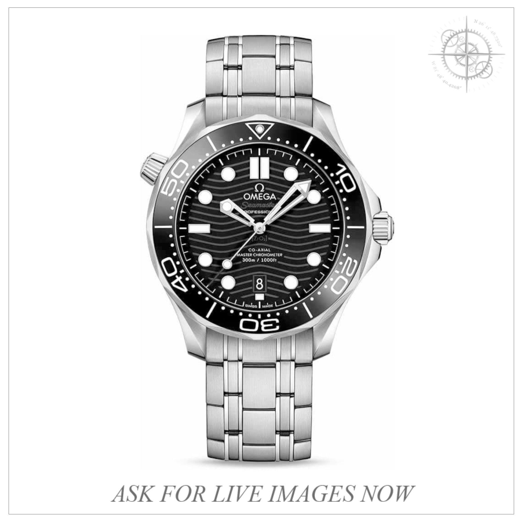 Omega 210.30.42.20.01.001 Seamaster Diver 300M Co-Axial Master Chronometer Black Dial on Bracelet