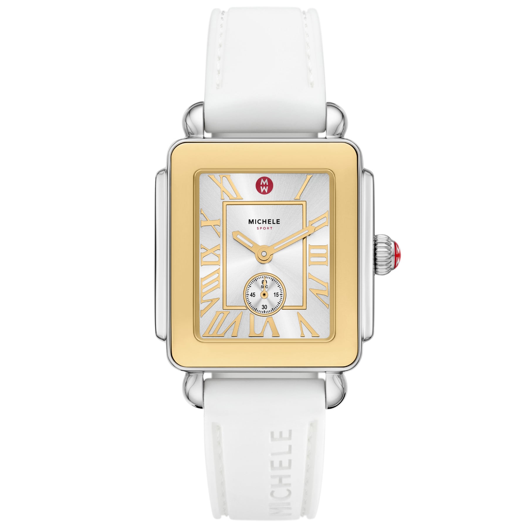 Michele Women's Deco Sport Mid Two-Tone White Silicone Watch, MWW06H000007