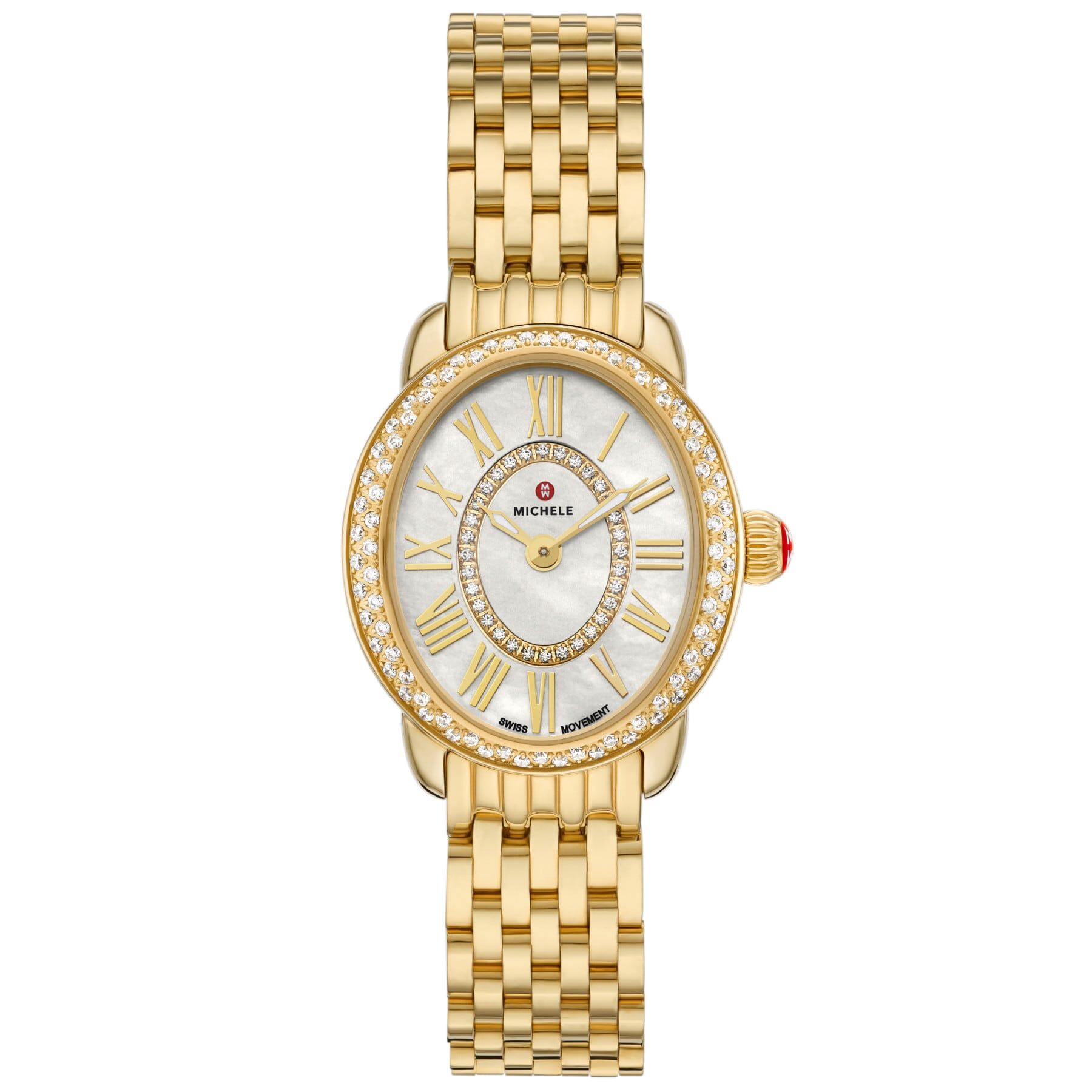 Michele Women's Serein Oval Diamond 18K Gold-Plated Watch, MWW21H000003