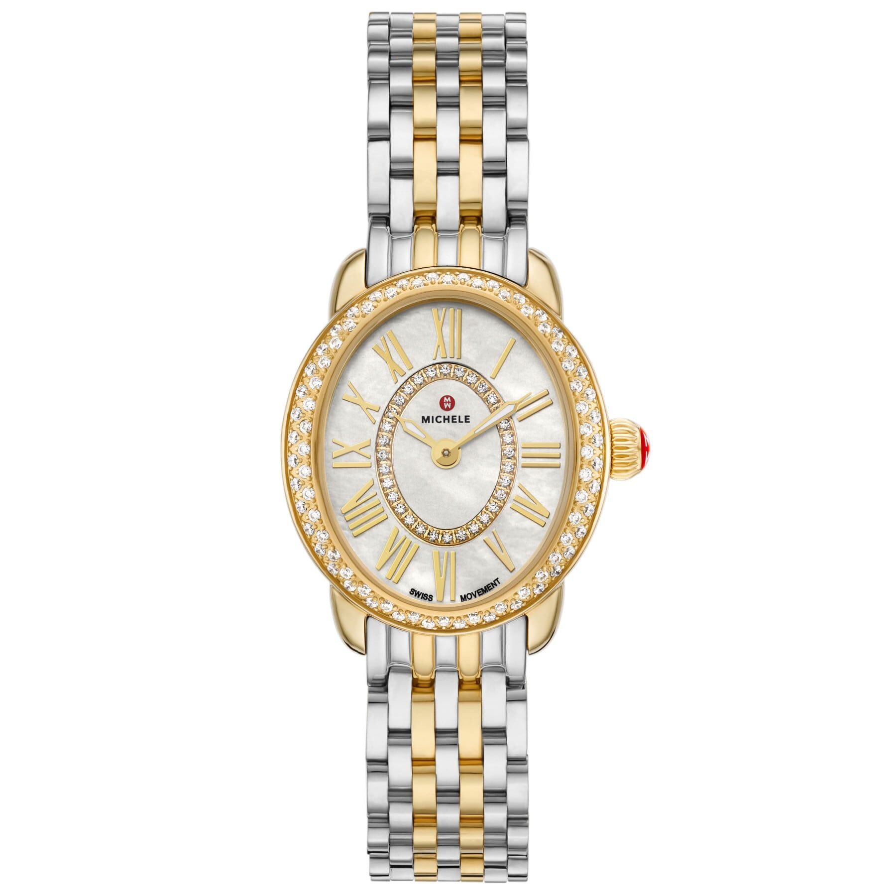 Michele Women's Serein Oval Diamond Two-Tone 18K Gold-Plated Watch, MWW21H000002