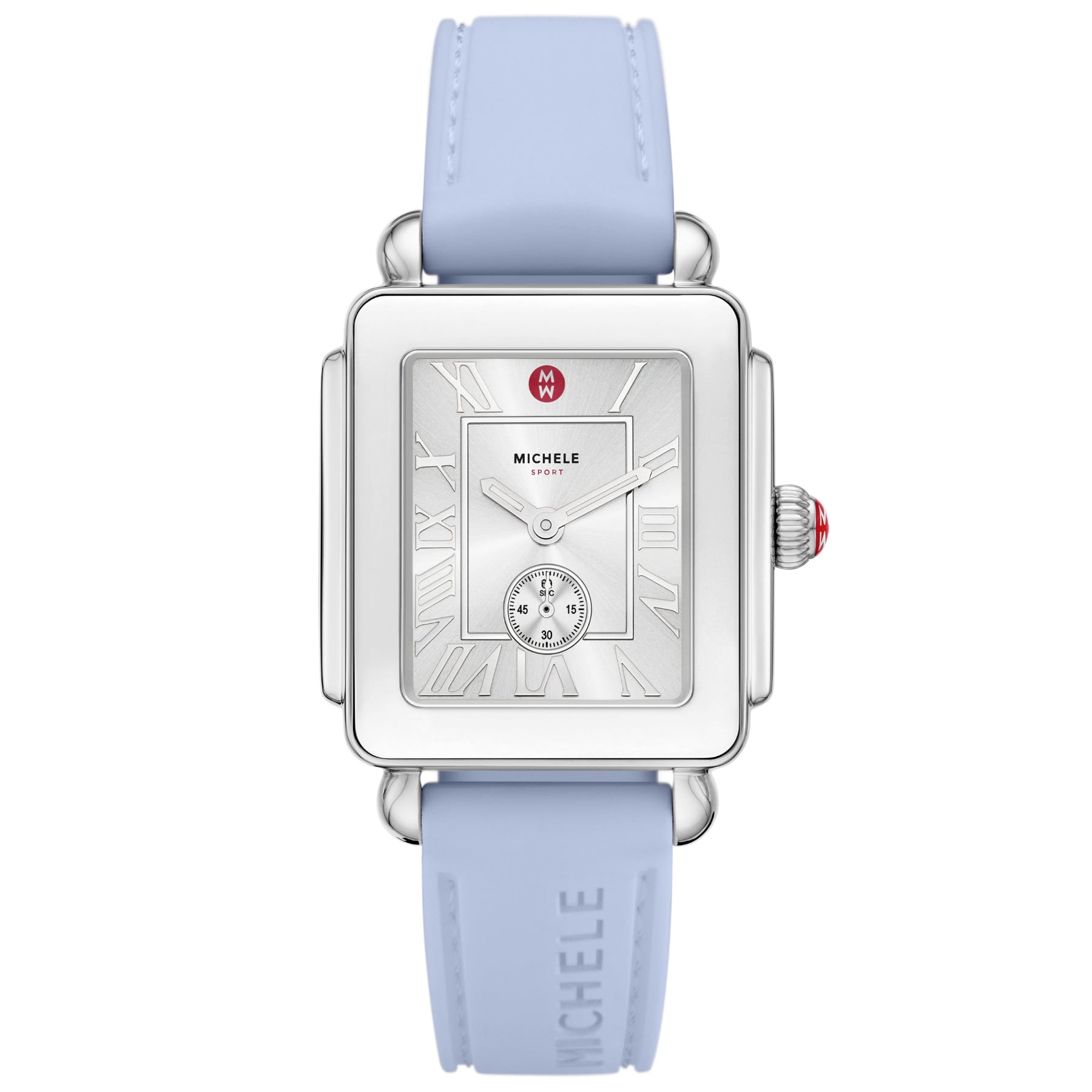 Michele Women's Deco Sport Mid Stainless Steel Pastel Blue Silicone Watch, MWW06H000006