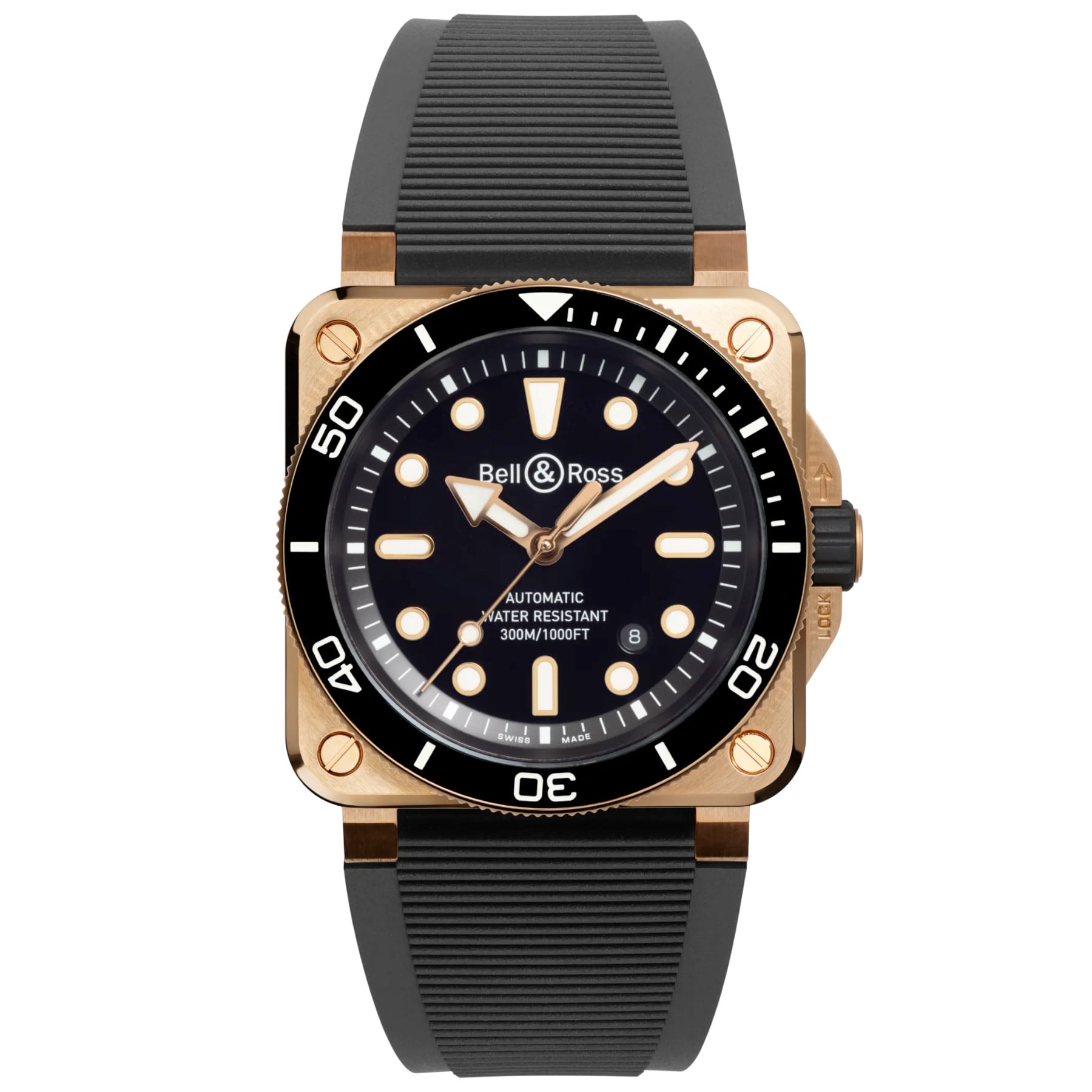 Bell & Ross BR-03 Diver Black Bronze Rubber Strap BR03A-D-BL-BR/SRB