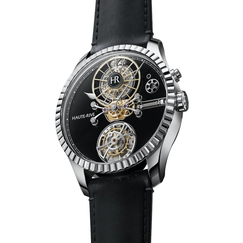 Haute Rive Honoris I White Gold Black Enamel Dial Fluted Bezel