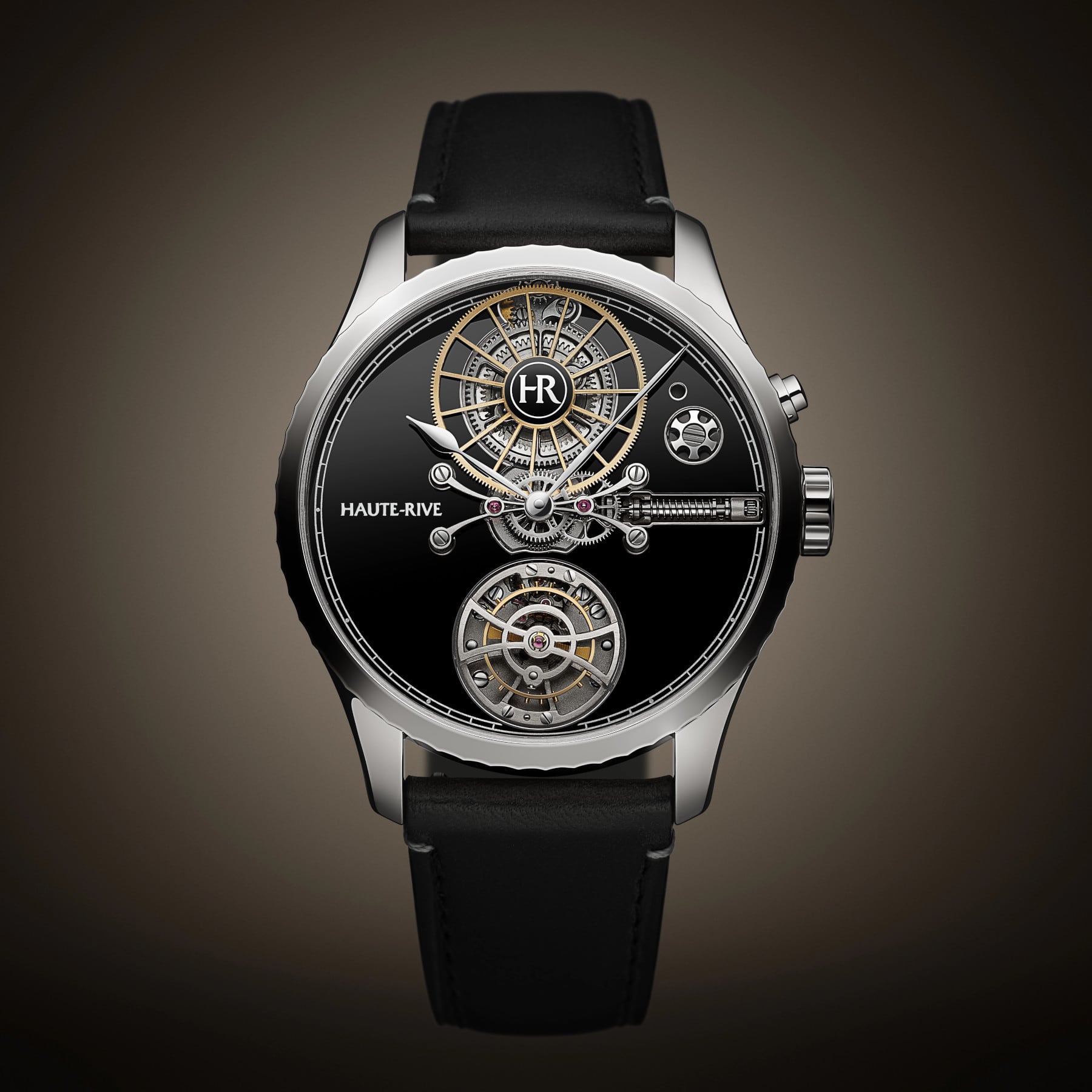 Haute Rive Honoris I White Gold Black Enamel Dial Smooth Bezel