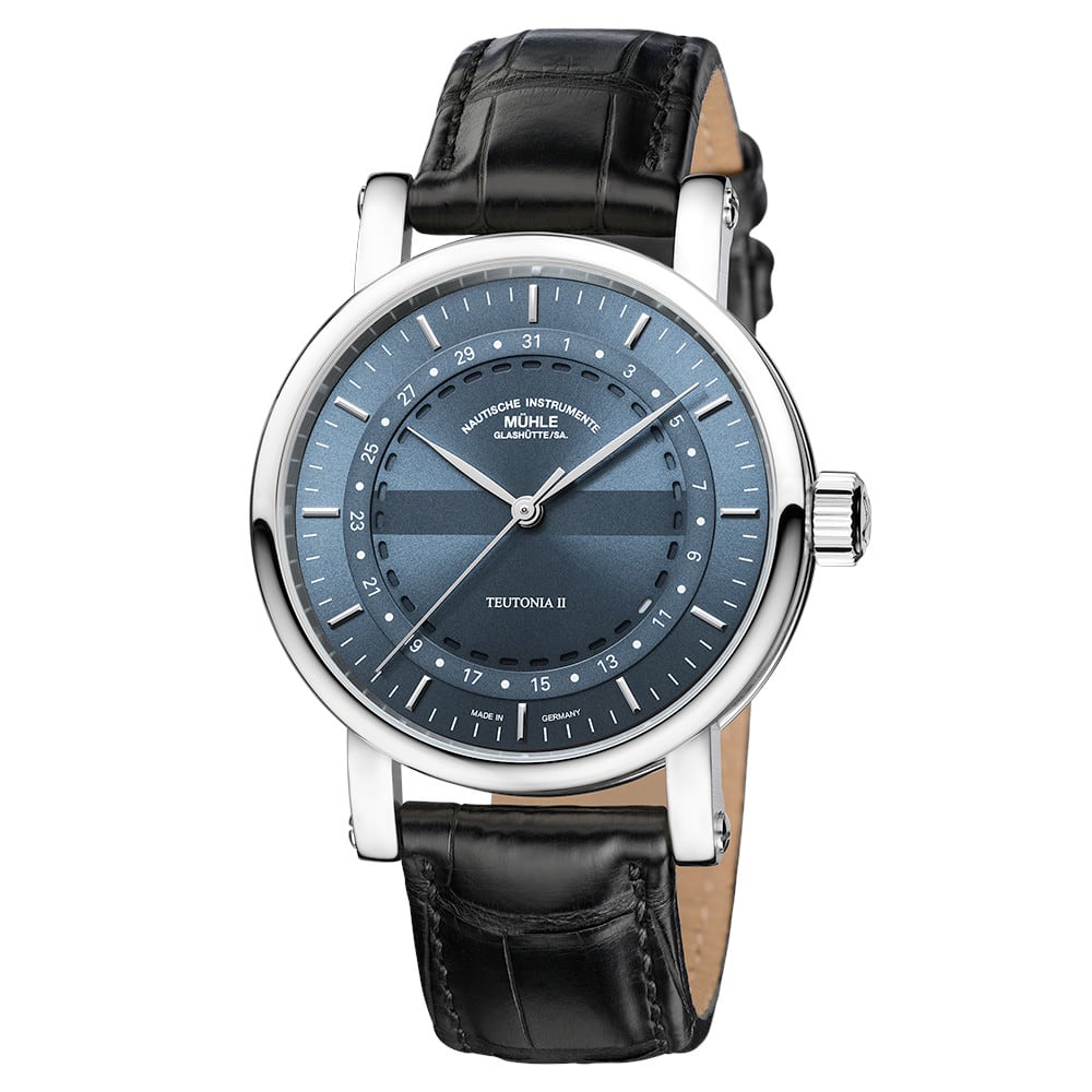 Mühle Glashütte Teutonia Ii Ring Date On Black Leather Strap