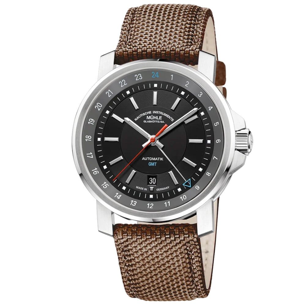 Mühle Glashütte 29ER Big GMT Coffee Brown Canvas Strap M1-25-93-CB-III