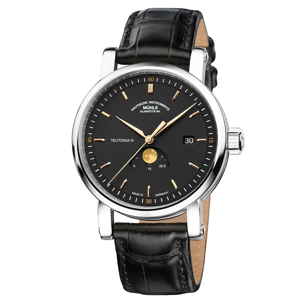 Mühle Glashütte Teutonia IV Moonphase On Black Leather Strap M1-44-03-LB