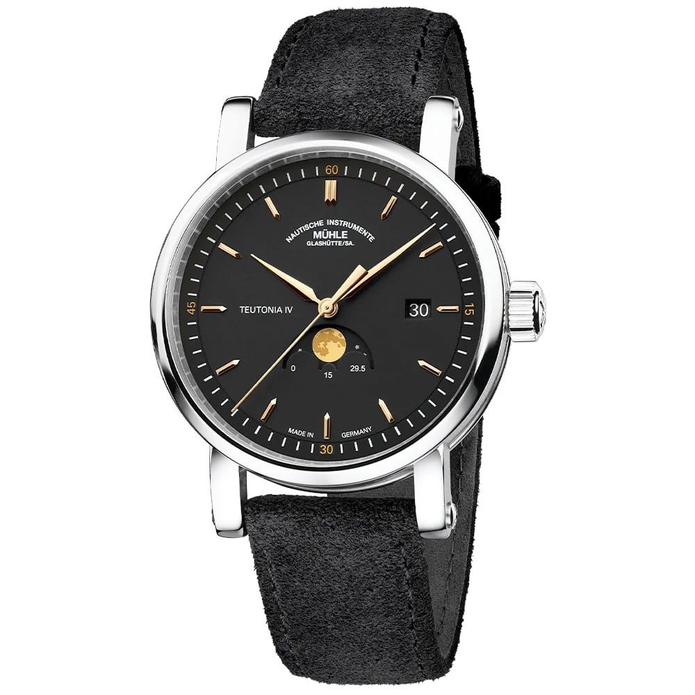 Mühle Glashütte Teutonia IV Moonphase On Alcantara Strap M1-44-03-AB-I