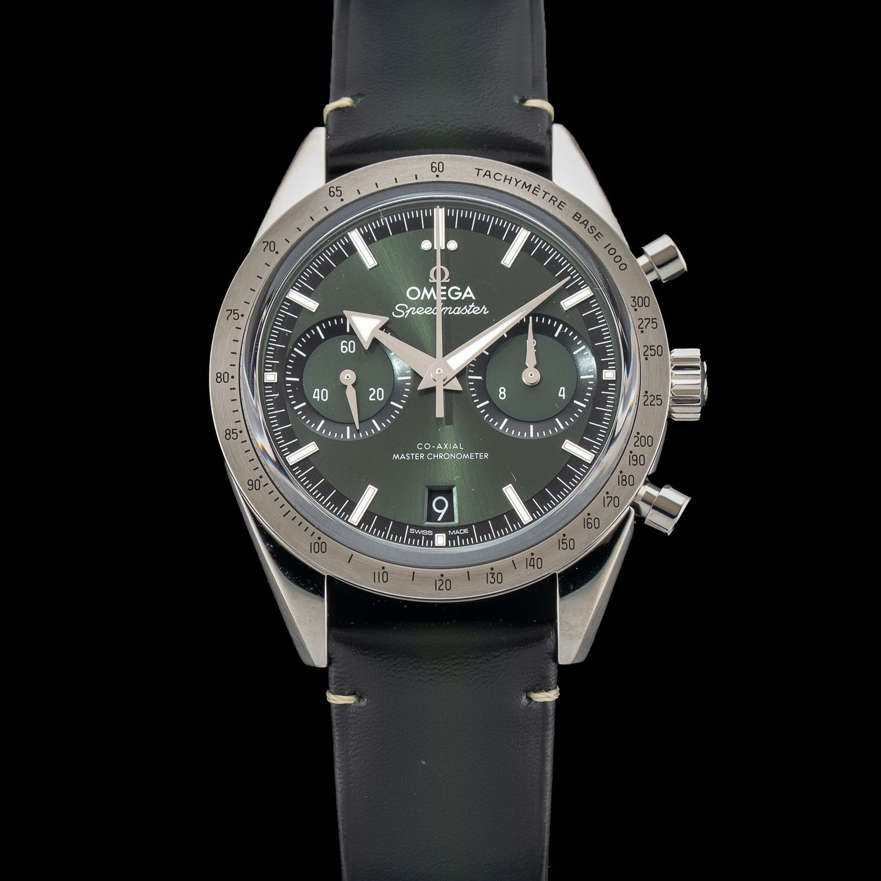 Omega 332.12.41.51.10.001 Speedmaster 57 Coaxial Chronometer Chronograph Green Dial 40.5mm on Strap