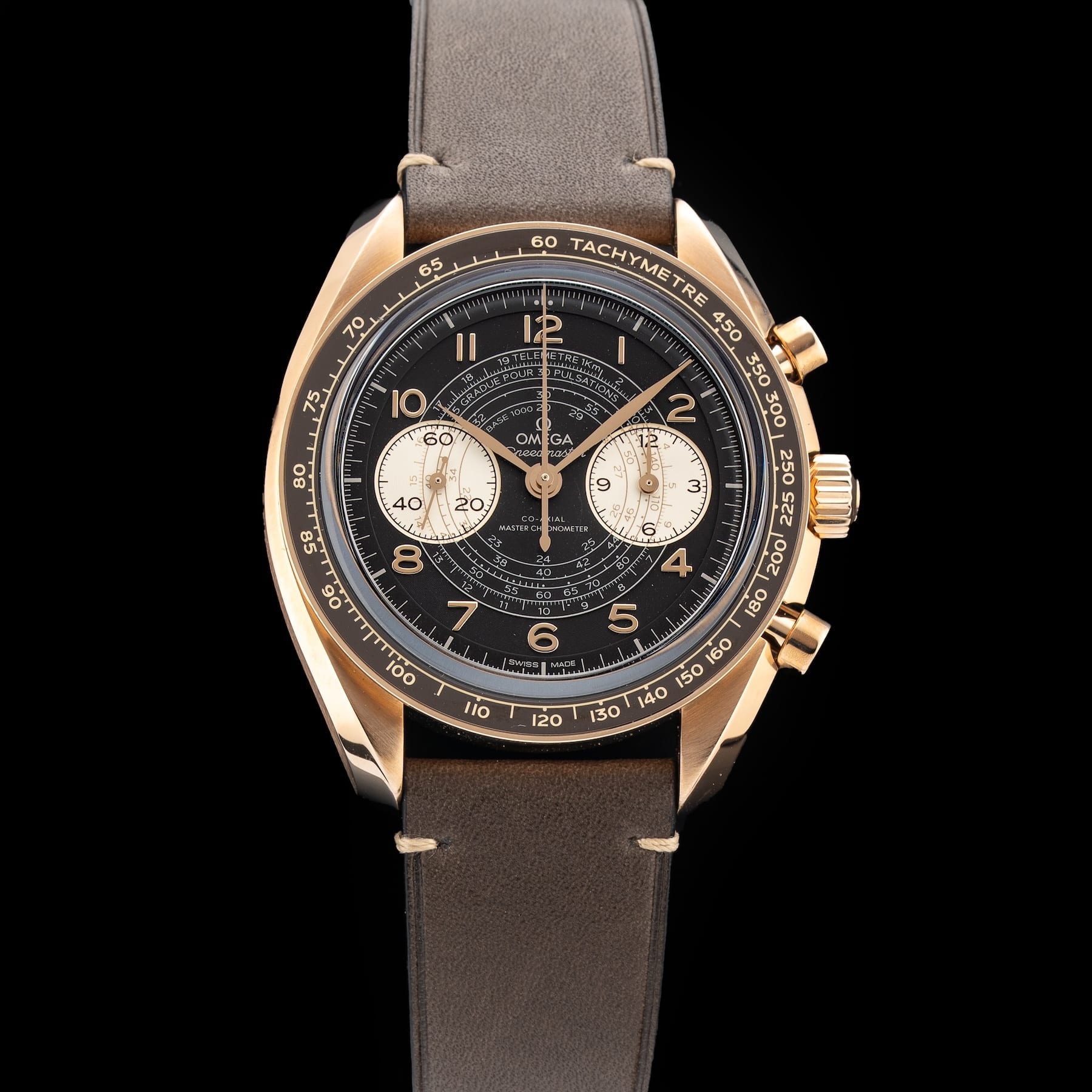 Omega Speedmaster Chronoscope 43mm Bronze Gold on Strap 329.92.43.51.10.001