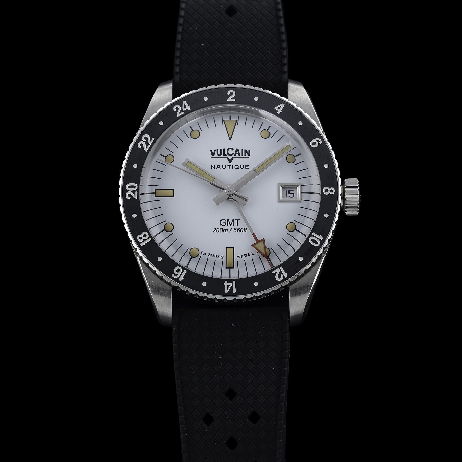 Vulcain 680174A57.BAR200 Skindiver GMT White Luminova Beige