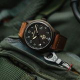 Bremont HMAF Altitude 39mm Date Steel Cerakote Black on Leather Strap image 8 thumbnail