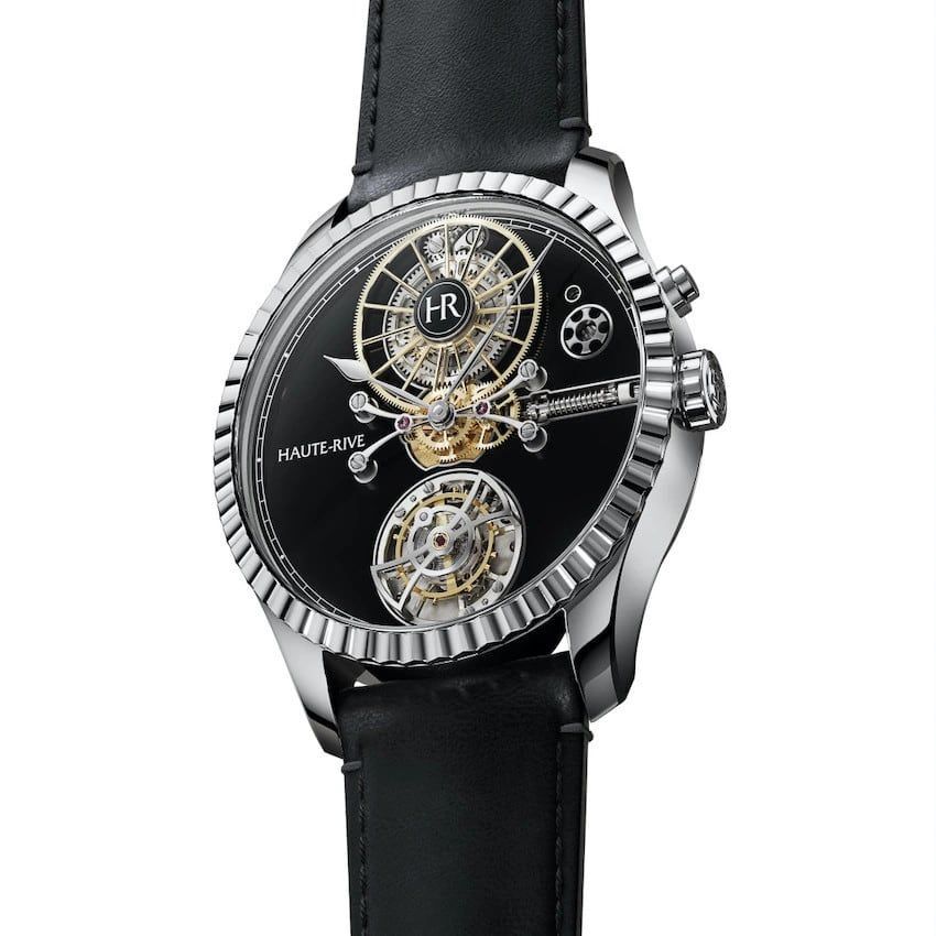 Haute Rive Honoris I Stainless Steel Black Enamel Dial Fluted Bezel